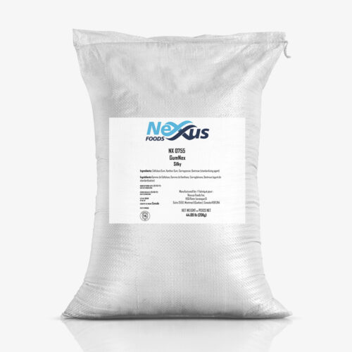 White bag of Nexxus Foods - GumNex Silky - NX 0755 with printed label and product details